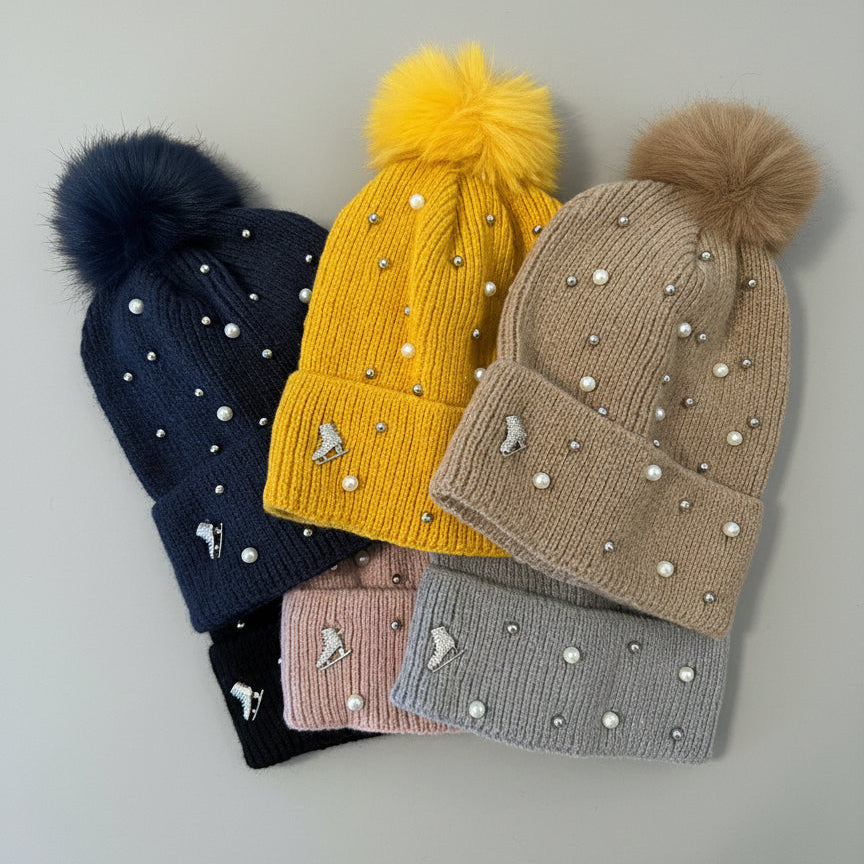 Ice Skating Hat with Pearls