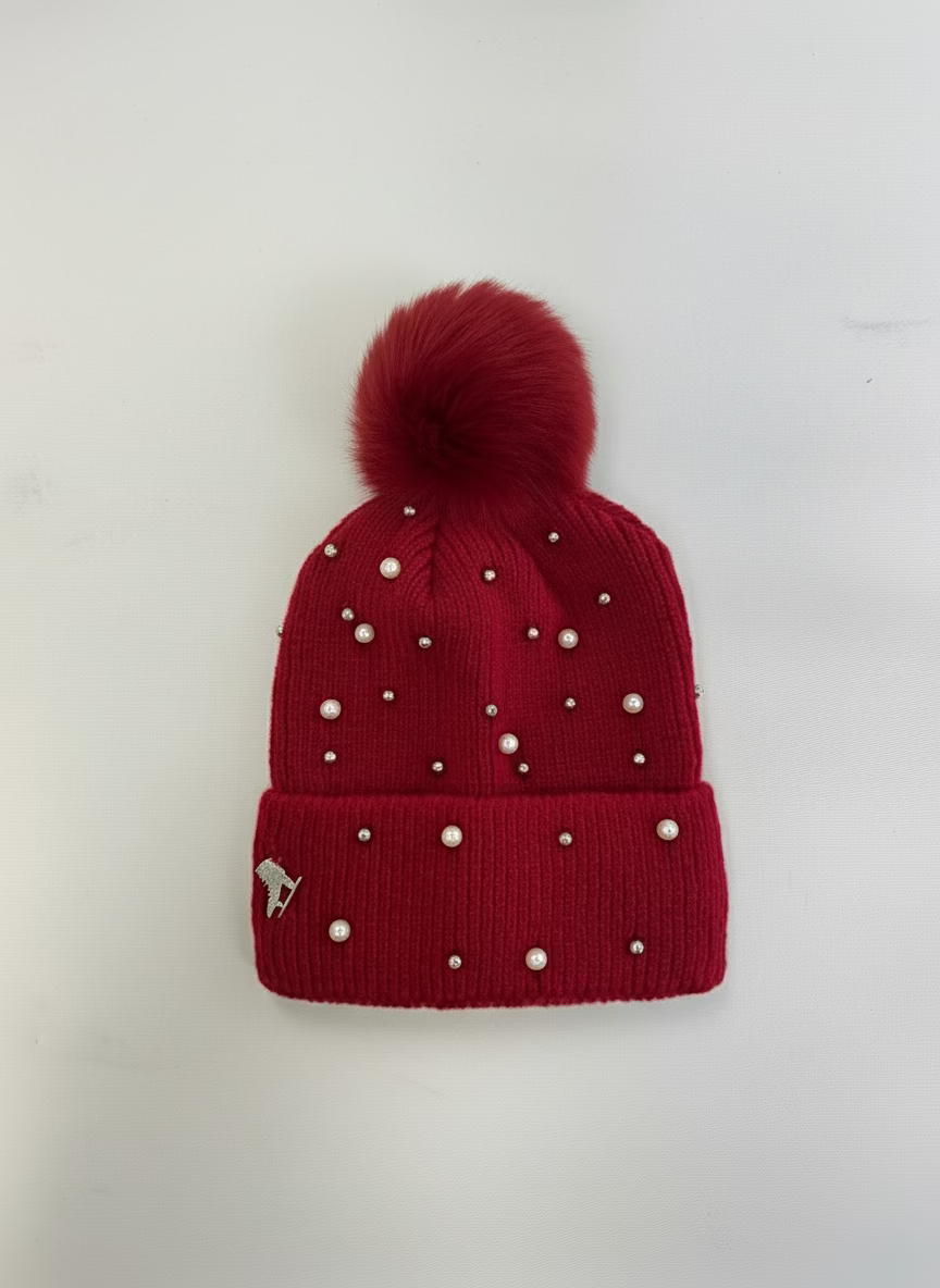 Ice Skating Hat with Pearls