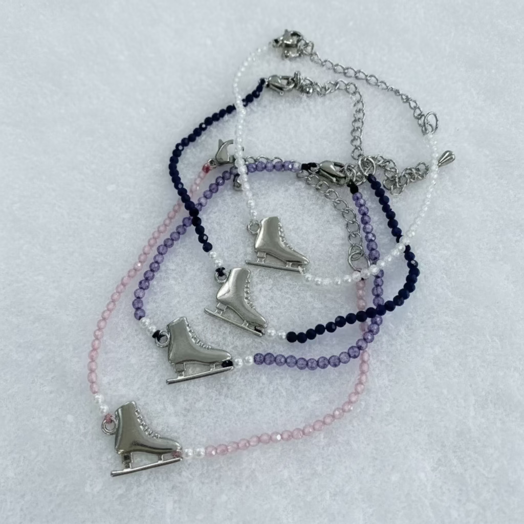 Crystal and Pearl Skate Bracelet