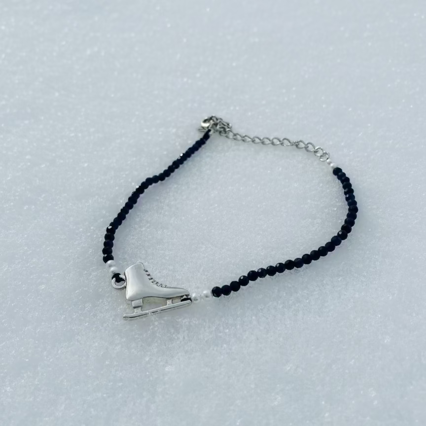 Crystal and Pearl Skate Bracelet