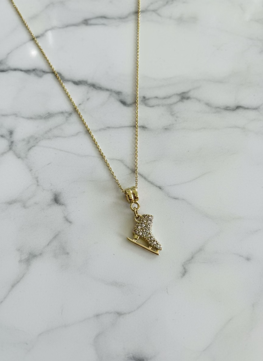 Gold Ice Skating Necklace