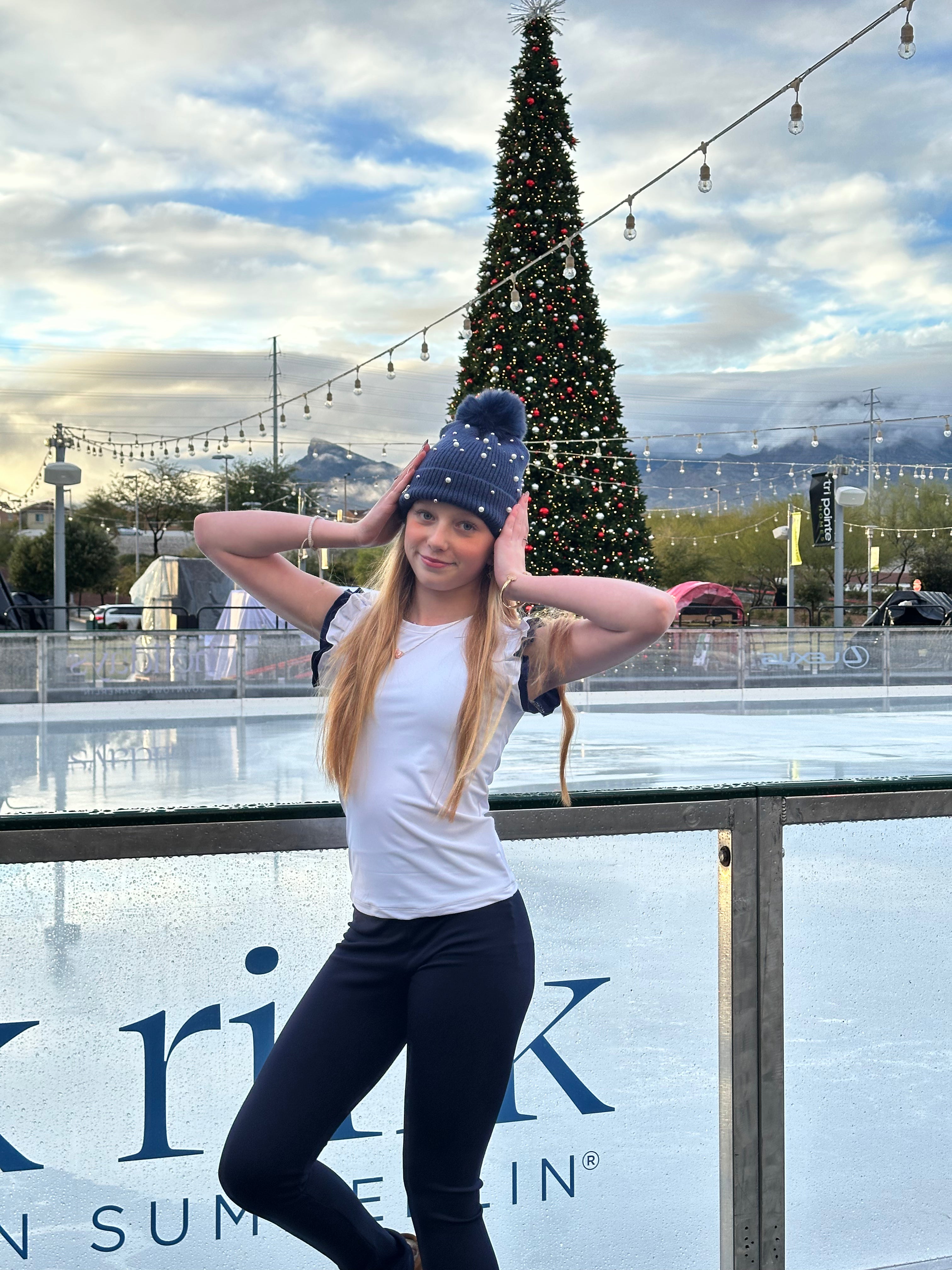 Ice Skating Hat with Pearls