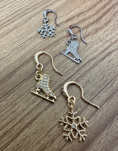 Asymmetric Snow and Ice Skating Earrings