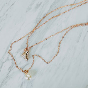 Golden Skate & Pearl Necklace