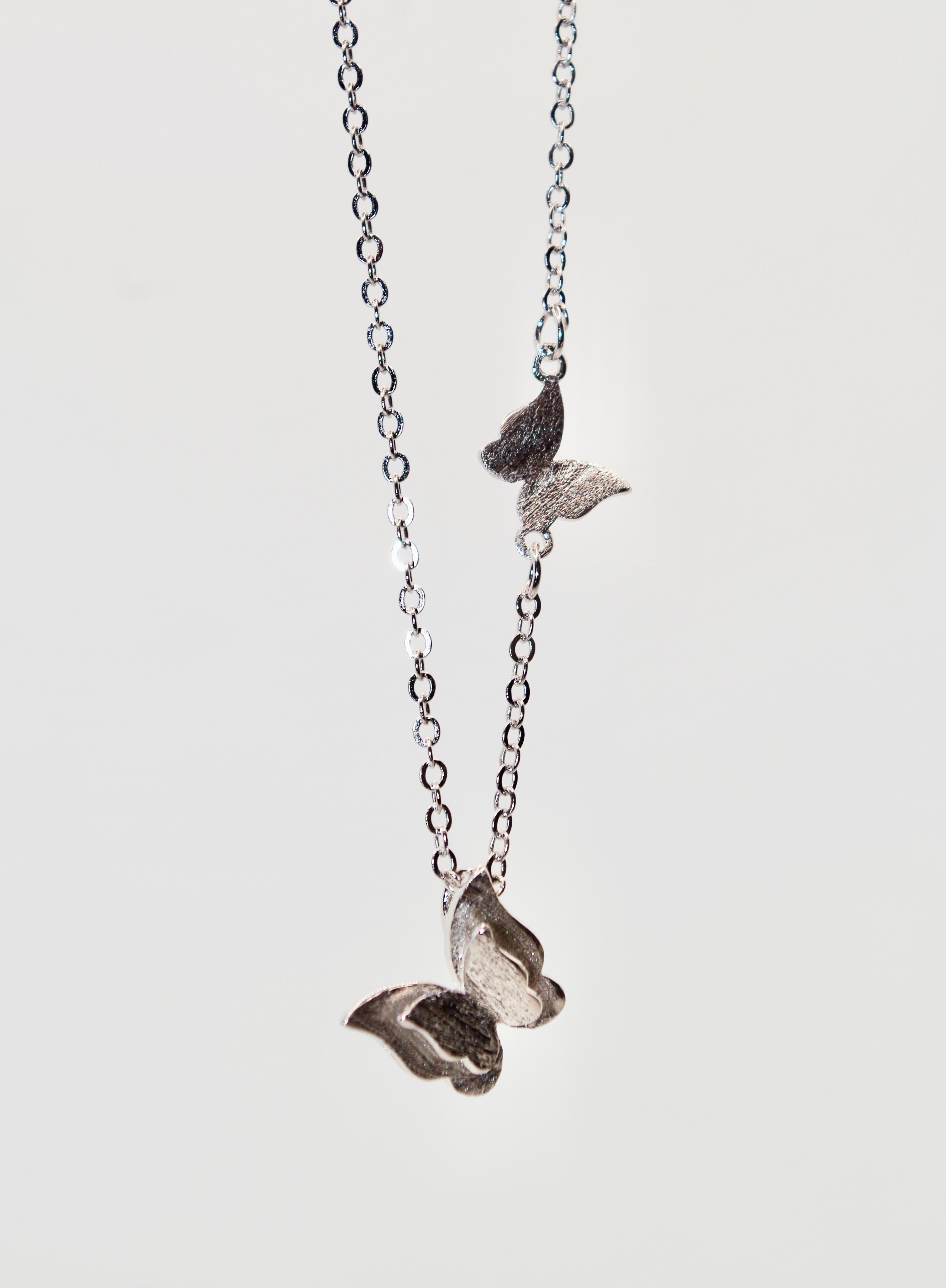 Silver Necklace with Butterflies